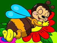 Раскраска Спящая пчелка на цветке